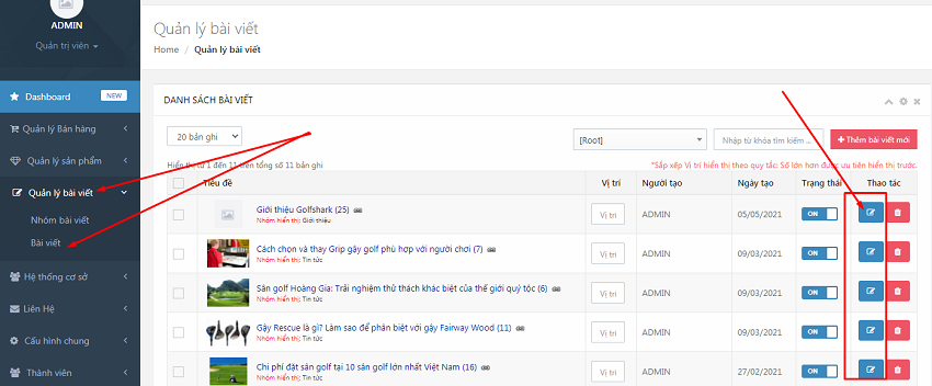 Chỉnh sửa và xóa bài viết